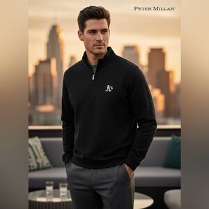 Peter Millar Black Quarter-Zip Long Sleeve Sweatshirt size M